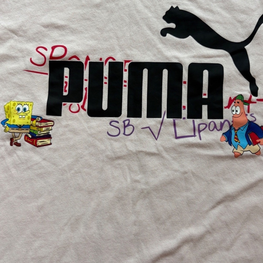 Puma x SpongeBob SquarePants Kids Graphic T-Shirt Pink XL 15-16Y Nickelodeon